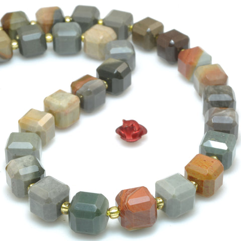 Natural Polychrome Jasper faceted cube loose beads gemstone wholesale for jewelry making braceletd necklace DIY