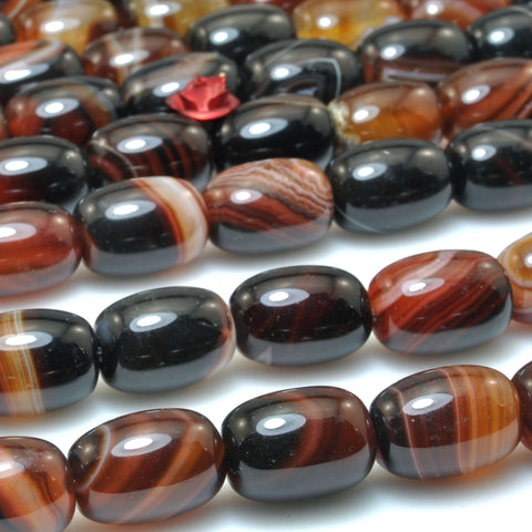 Rainbow Banded Agate smooth barrel loose beads Striped Agate gemstone wholesale jewelry making supplies 15"