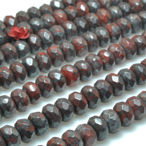 YesBeads Natural Red Jasper faceted rondelle beads gemstone wholesale jewelry making 15"