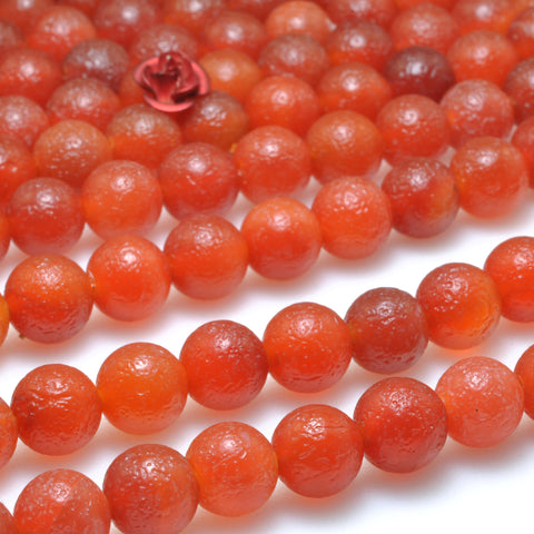 Carnelian stone frosted matte round loose beads red agate gemstone wholesale for jewelry making bracelet diy stuff