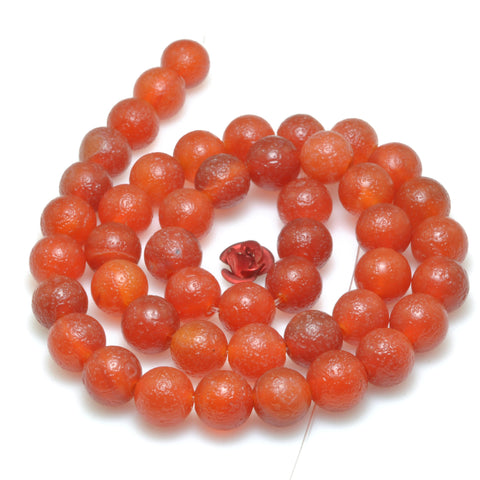 Carnelian stone frosted matte round loose beads red agate gemstone wholesale for jewelry making bracelet diy stuff