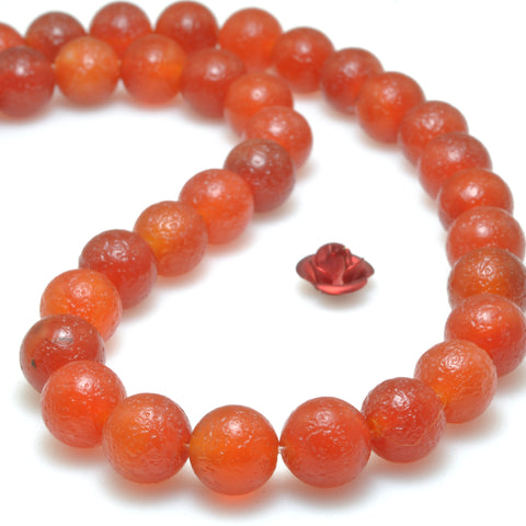 Carnelian stone frosted matte round loose beads red agate gemstone wholesale for jewelry making bracelet diy stuff
