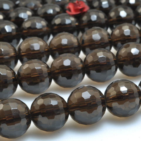 Natural Smoky Quartz faceted loose round beads gemstone wholesale for jewelry making