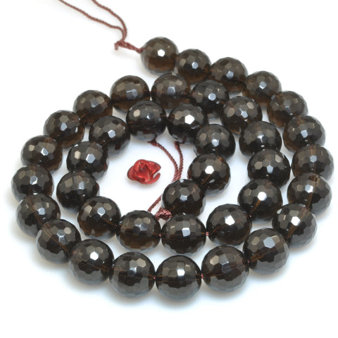 Natural Smoky Quartz faceted loose round beads gemstone wholesale for jewelry making