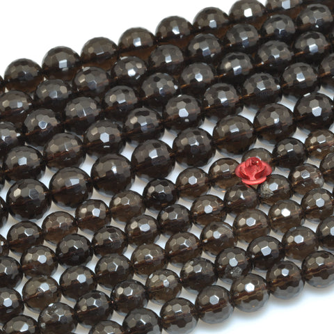 Natural Smoky Quartz faceted loose round beads gemstone wholesale for jewelry making