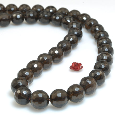 Natural Smoky Quartz faceted loose round beads gemstone wholesale for jewelry making