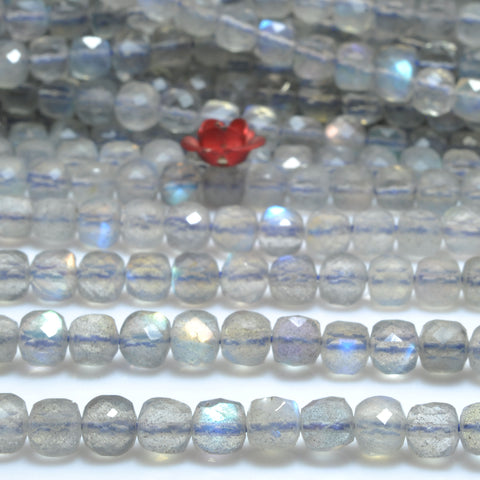 Natural labradorite stone faceted cube beads loose gemstone wholesale for jewelry making bracelet necklace