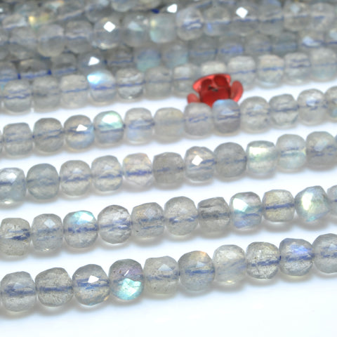 Natural labradorite stone faceted cube beads loose gemstone wholesale for jewelry making bracelet necklace
