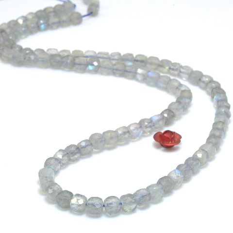 Natural labradorite stone faceted cube beads loose gemstone wholesale for jewelry making bracelet necklace