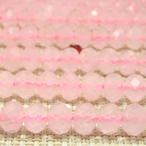 Natural Rose Quartz faceted rondelle loose beads pink crystal stone wholesale gemstone for jewelry making diy bracelet necklace