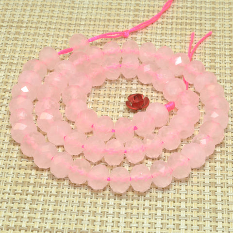 Natural Rose Quartz faceted rondelle loose beads pink crystal stone wholesale gemstone for jewelry making diy bracelet necklace