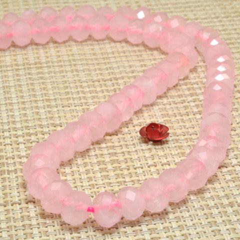 Natural Rose Quartz faceted rondelle loose beads pink crystal stone wholesale gemstone for jewelry making diy bracelet necklace