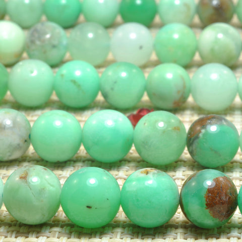 Natural Chrysoprase smooth round loose beads Green Australian jade stone wholesale gemstone for jewelry making DIY bracelets