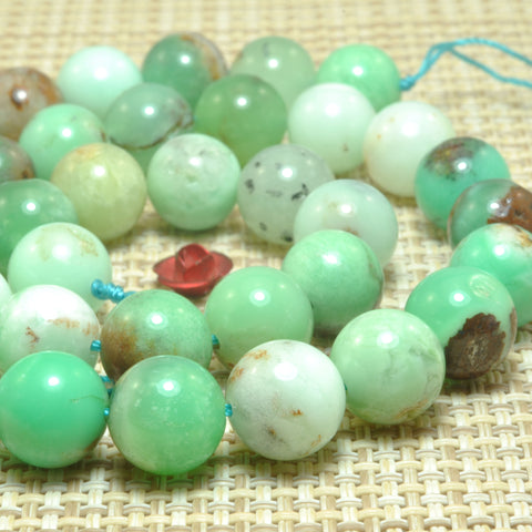 Natural Chrysoprase smooth round loose beads Green Australian jade stone wholesale gemstone for jewelry making DIY bracelets