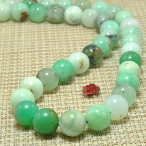 Natural Chrysoprase smooth round loose beads Green Australian jade stone wholesale gemstone for jewelry making DIY bracelets