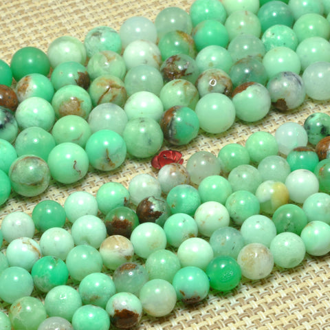 Natural Chrysoprase smooth round loose beads Green Australian jade stone wholesale gemstone for jewelry making DIY bracelets