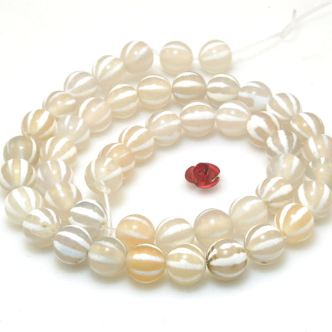 White Agate watermelon smooth round beads loose gemstone wholesale for jewelry making bracelet diy stuff