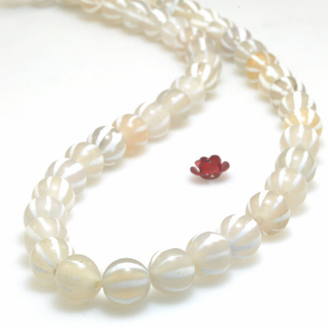 White Agate watermelon smooth round beads loose gemstone wholesale for jewelry making bracelet diy stuff