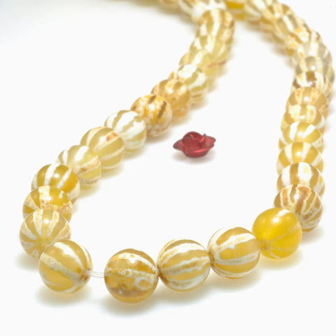 Yellow Agate watermelon smooth round beads loose gemstone wholesale for jewelry making bracelet diy stuff