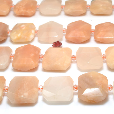 Natural Pink Aventurine faceted nugget rectangle beads gemstone wholesale for jewelry making 15.5"