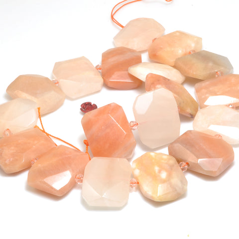 Natural Pink Aventurine faceted nugget rectangle beads gemstone wholesale for jewelry making 15.5"