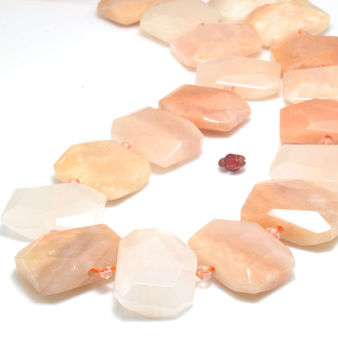 Natural Pink Aventurine faceted nugget rectangle beads gemstone wholesale for jewelry making 15.5"