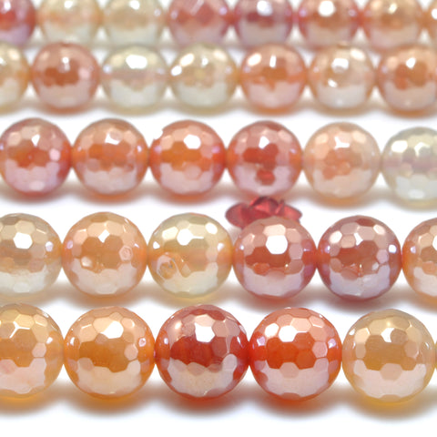 Rainbow Agate Titanium Coated Faceted Round Loose Beads Wholesale Gemstone Semi Precious Stone for Jewelry Making Bracelets