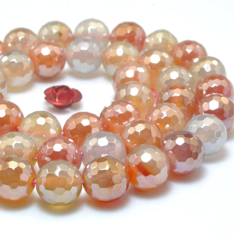 Rainbow Agate Titanium Coated Faceted Round Loose Beads Wholesale Gemstone Semi Precious Stone for Jewelry Making Bracelets