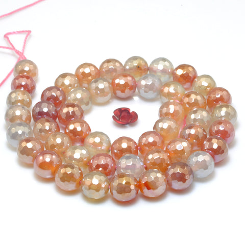 Rainbow Agate Titanium Coated Faceted Round Loose Beads Wholesale Gemstone Semi Precious Stone for Jewelry Making Bracelets