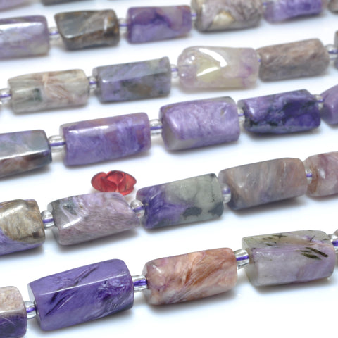 Natural purple charoite faceted tube irregular tube beads gemstone wholesale jewelry making bracelet diy stuff