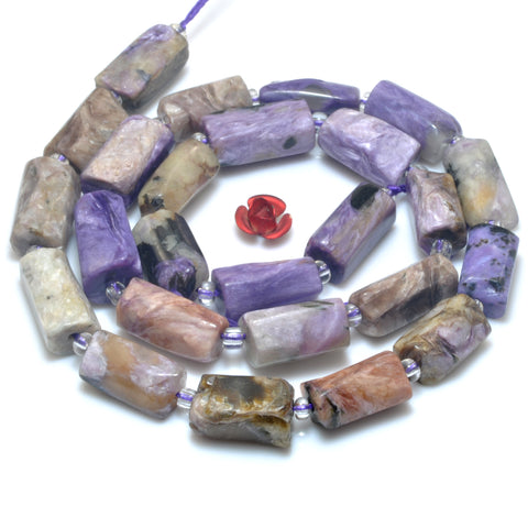 Natural purple charoite faceted tube irregular tube beads gemstone wholesale jewelry making bracelet diy stuff