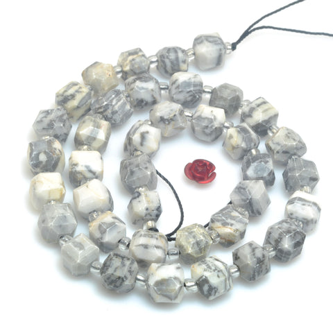 Natural Picasso Jasper faceted cube loose beads gray map stone wholesale gemstone for jewelry making