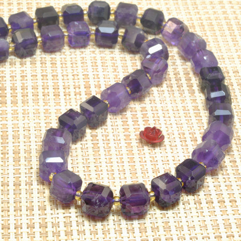 Natural Amethyst Dark Purple Stone faceted cube loose beads wholesale gemstones for jewelry making DIY