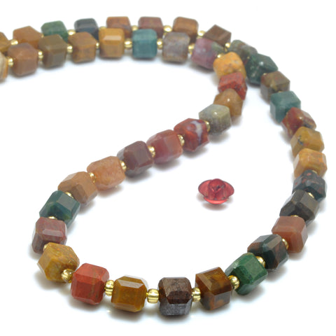 Natural Ocean Agate Multicolor Stone Faceted Cube loose beads wholesale gemstone for jewelry making DIY
