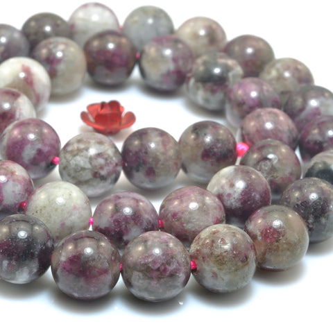 Natural Tourmaline Dark Red stone smooth round loose beads wholesale gemstone for jewelry making bracelets DIY