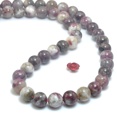 Natural Tourmaline Dark Red stone smooth round loose beads wholesale gemstone for jewelry making bracelets DIY