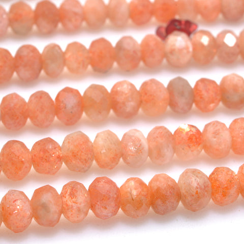 Natural Orange Golden Sunstone faceted rondelle loose beads wholesale gemstone for jewelry making