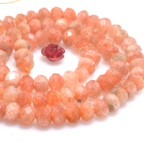 Natural Orange Golden Sunstone faceted rondelle loose beads wholesale gemstone for jewelry making