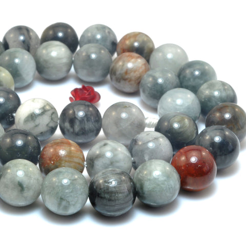 Natural Eagle Eye Gray Hawk Eye smooth round loose beads gemstone wholesale for jewelry making bracelet