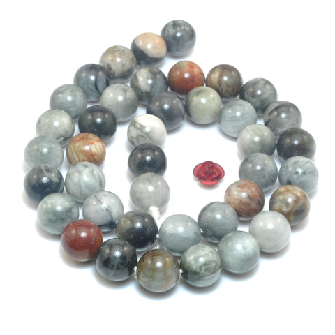 Natural Eagle Eye Gray Hawk Eye smooth round loose beads gemstone wholesale for jewelry making bracelet
