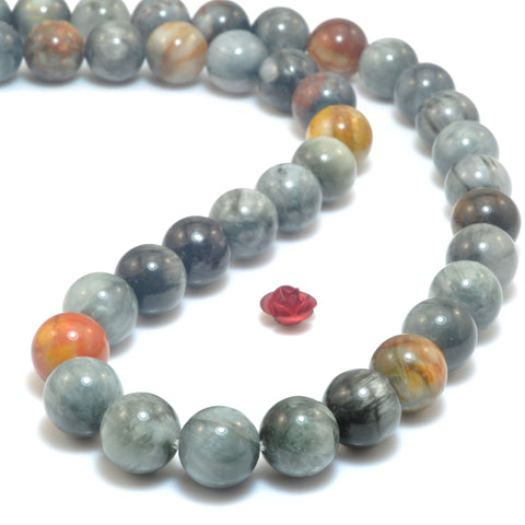 Natural Eagle Eye Gray Hawk Eye smooth round loose beads gemstone wholesale for jewelry making bracelet