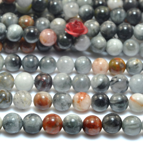 Natural Eagle Eye Gray Hawk Eye smooth round loose beads gemstone wholesale for jewelry making bracelet