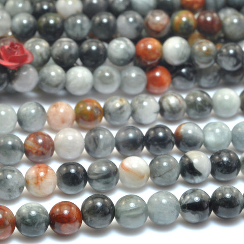 Natural Eagle Eye Gray Hawk Eye smooth round loose beads gemstone wholesale for jewelry making bracelet