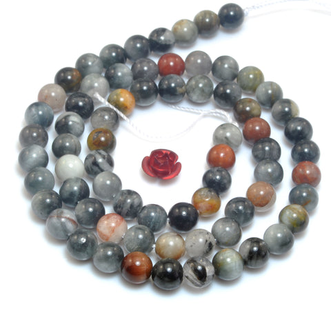 Natural Eagle Eye Gray Hawk Eye smooth round loose beads gemstone wholesale for jewelry making bracelet
