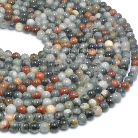 Natural Eagle Eye Gray Hawk Eye smooth round loose beads gemstone wholesale for jewelry making bracelet