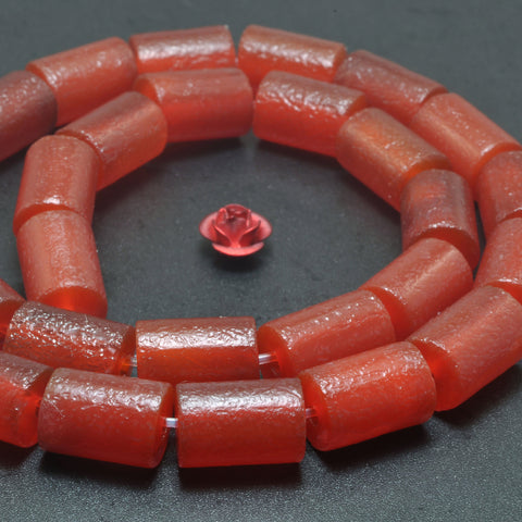 Carnelian stone frosted matte tube loose beads red agate gemstone wholesale for jewelry making bracelet DIY