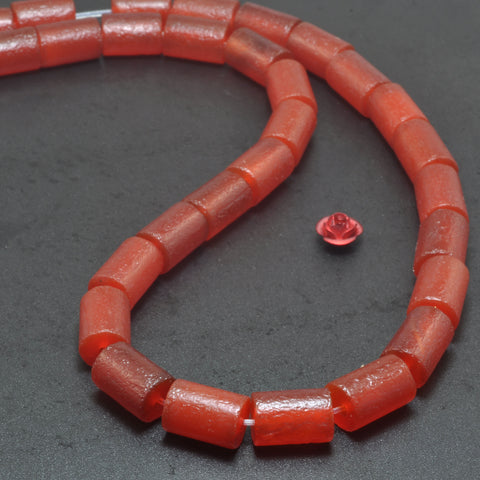 Carnelian stone frosted matte tube loose beads red agate gemstone wholesale for jewelry making bracelet DIY
