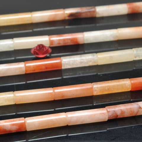 Natural Red Aventurine smooth tube beads wholesale gemstone for jewelry making DIY bracelets