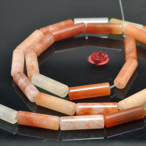 Natural Red Aventurine smooth tube beads wholesale gemstone for jewelry making DIY bracelets