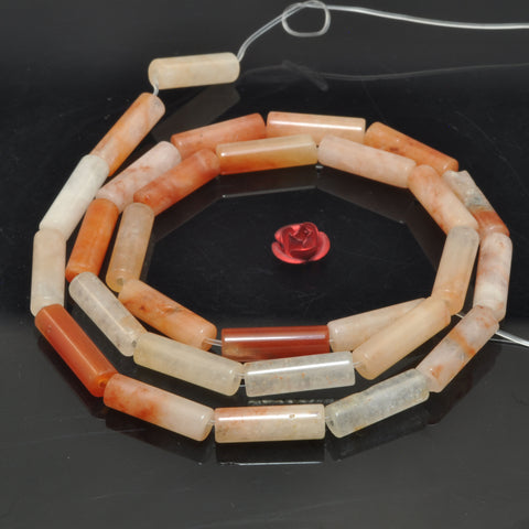 Natural Red Aventurine smooth tube beads wholesale gemstone for jewelry making DIY bracelets